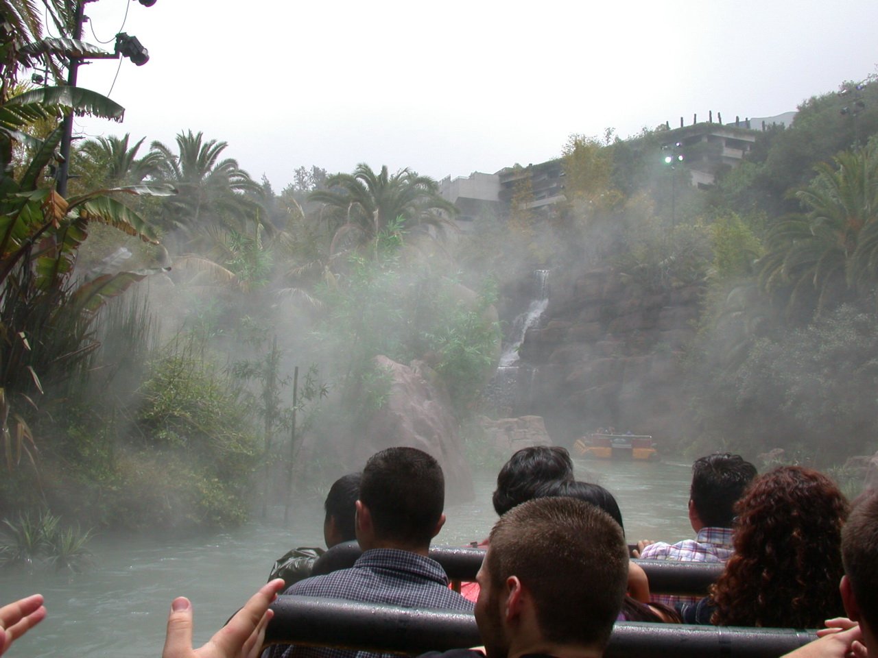 A Jurassic Park themed ride entrance at Universal Studios theme park with dinosaur signage